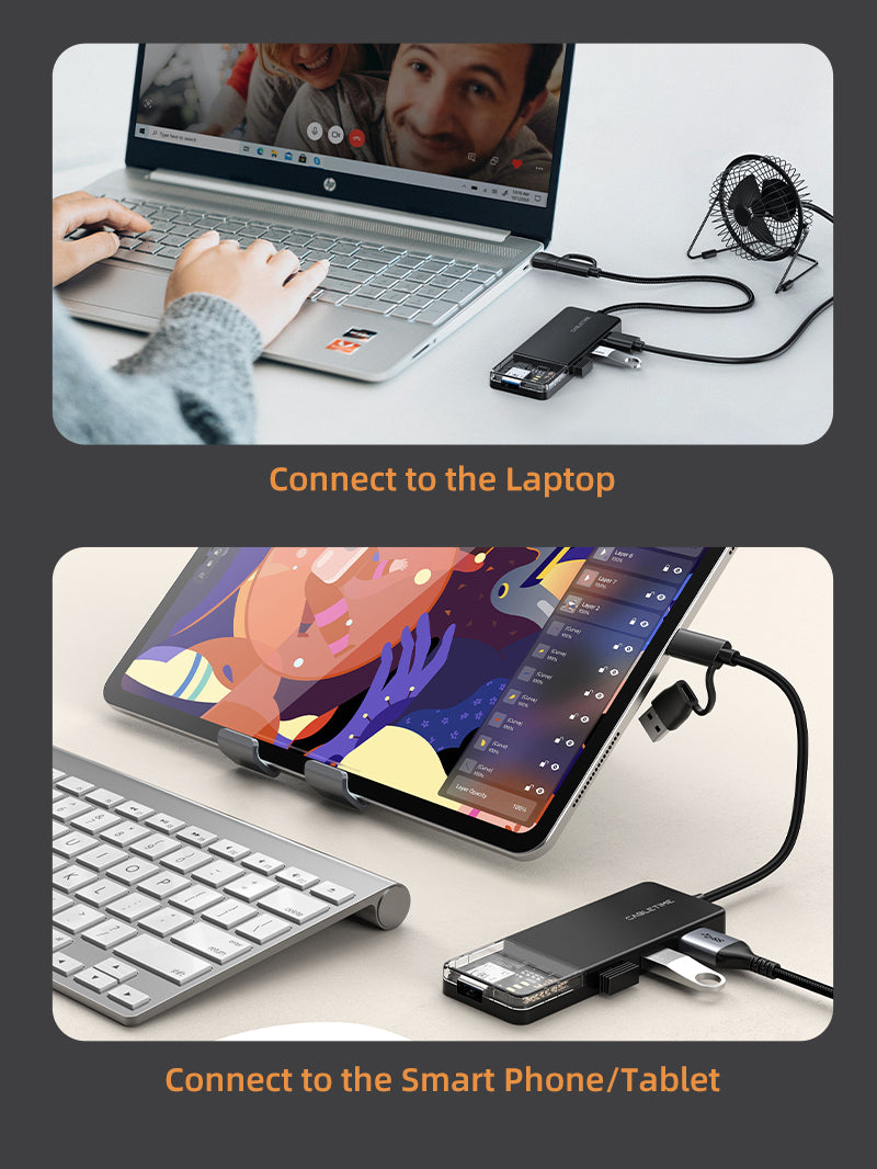 usb-c to usb-a 4 port hub for laptop phone tablet