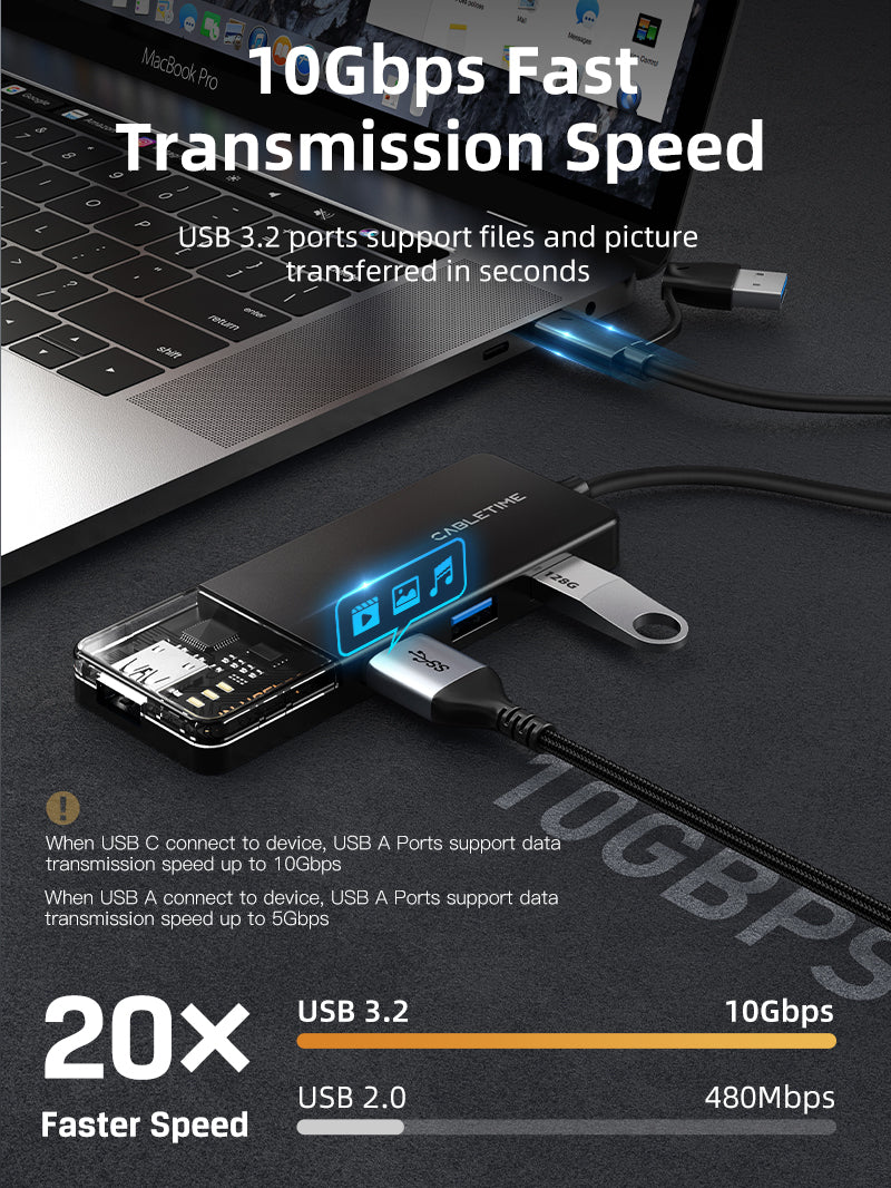 USB 3.2 hub offer max 10Gbps data transmission