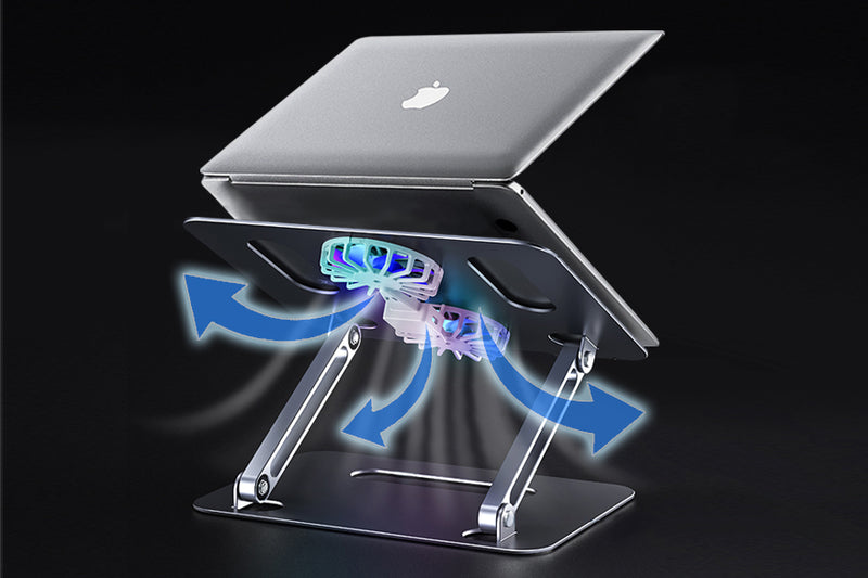 Folding Adjustable Laptop Stand Holder with Cooling Fan - CABLETIME