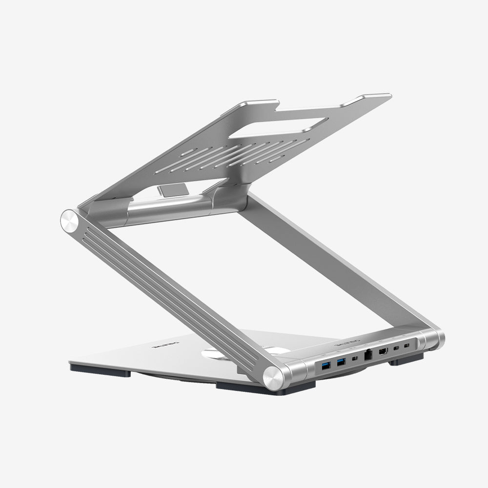 Adjustable USB C Laptop Docking Station Stand 6 IN 1 for MacBook Pro Dell HP Surface Lenovo