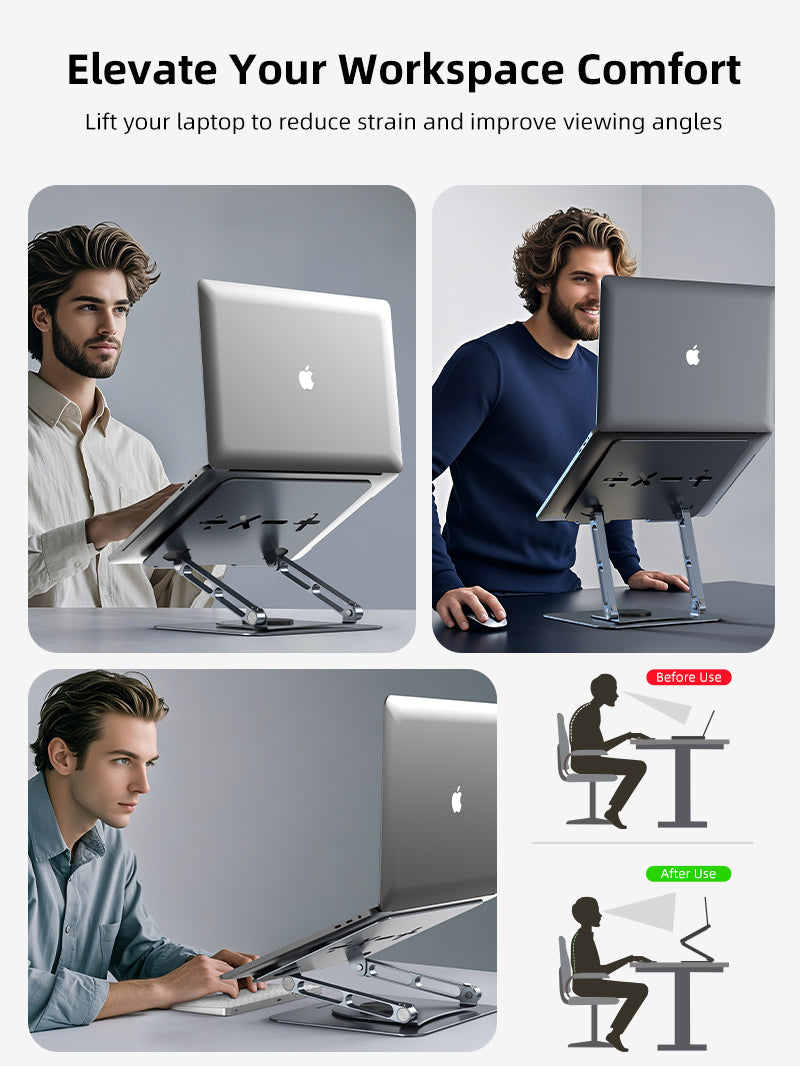 Rotatable laptop stand Lift your laptop to reduce strain and improve viewing angles.