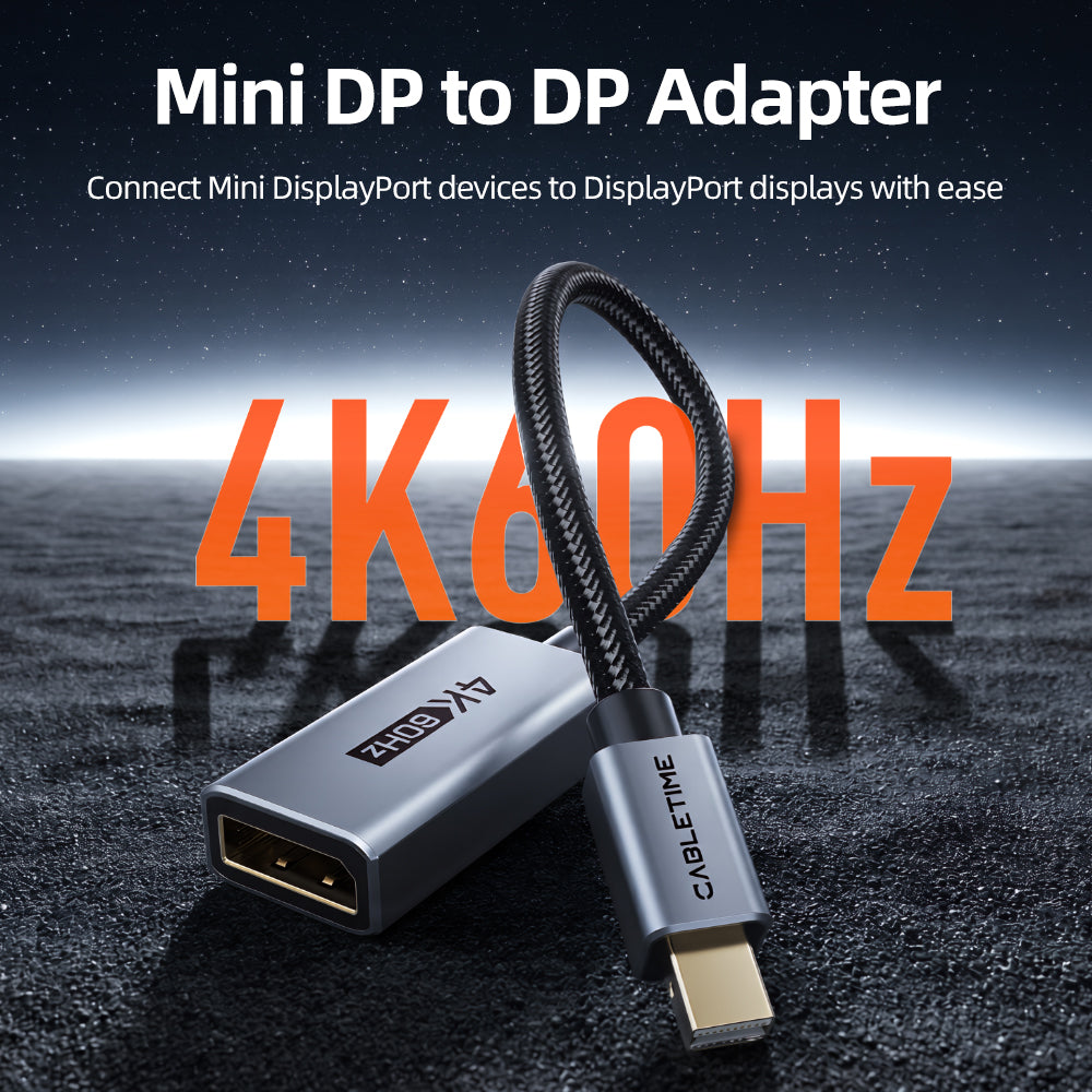 4K60Hz Mini DP to DisplayPort Adapter for MacBook, iMac, Mac Mini, PC & Monitor