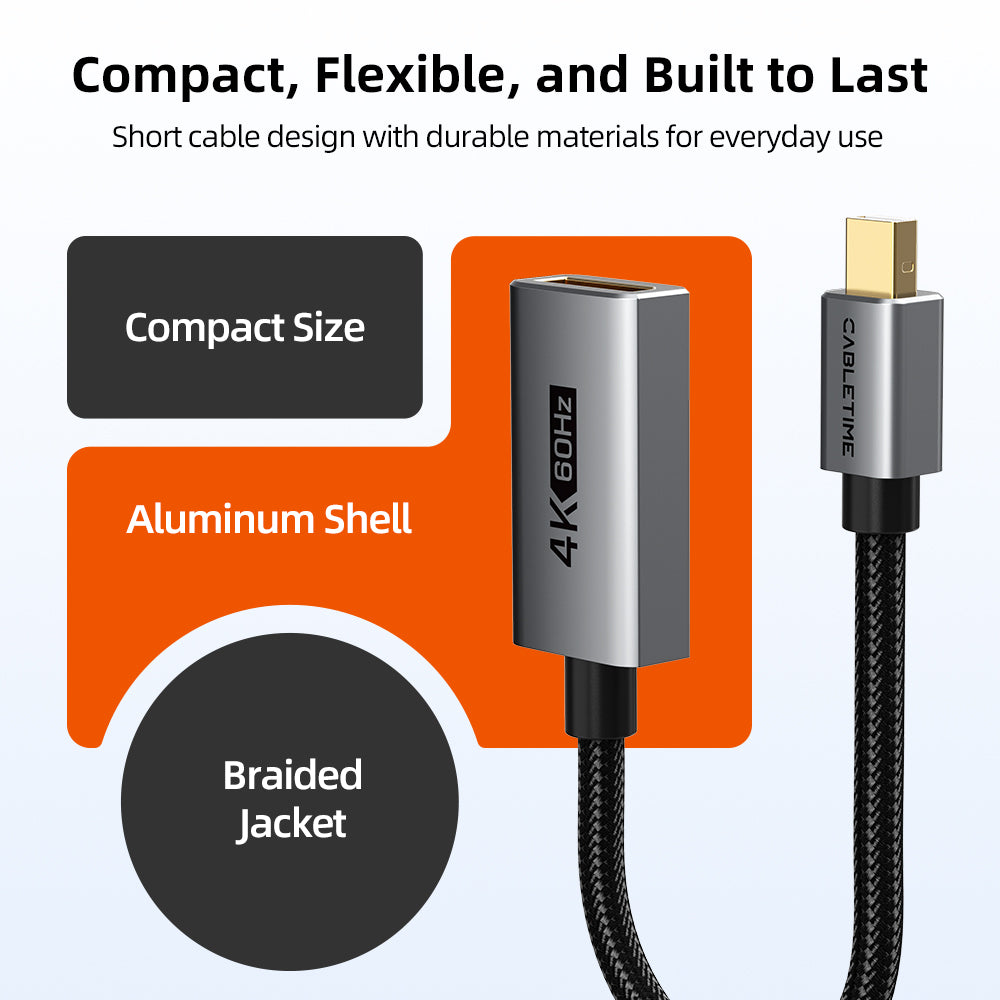 4K Mini DP DisplayPort til HDMI-adapter