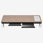 Holzkornmonitorstand mit 9 in 1 Dockingstation und drahtloser Ladekissen