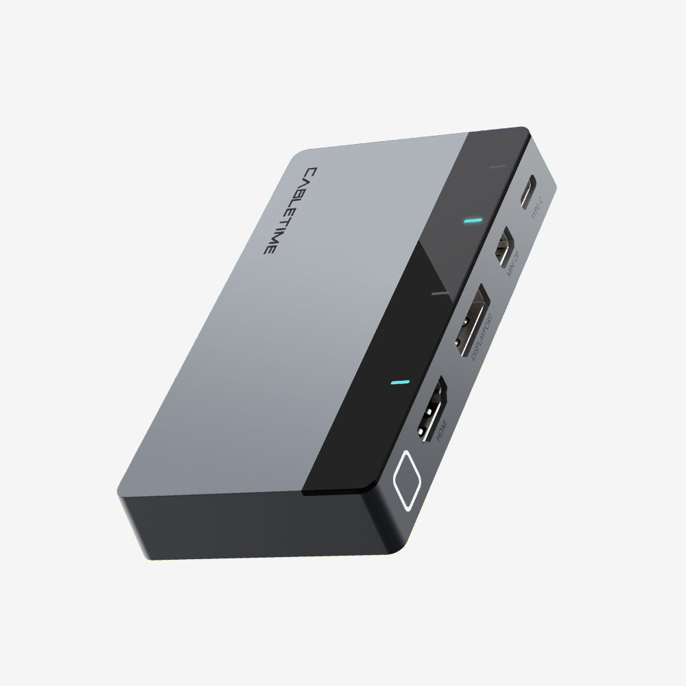 4-in-1 4K@60Hz HDMI Switcher – USB-C / HDMI / DP / Mini DP to HDMI Auto Switch
