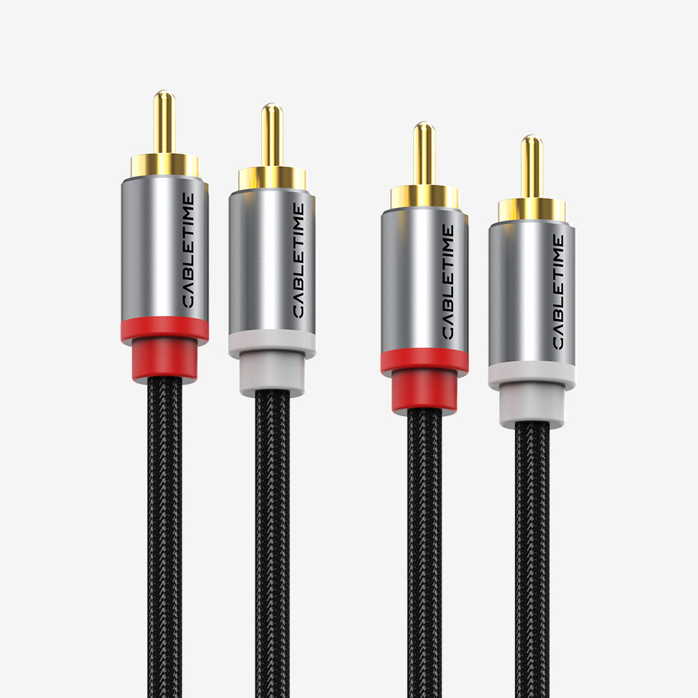 2RCA auf 2RCA Stereo-Audiokabel Stecker auf Stecker für Heimkino-Verstärker, Hi-Fi-System, Auto-Audio-Lautsprecher
