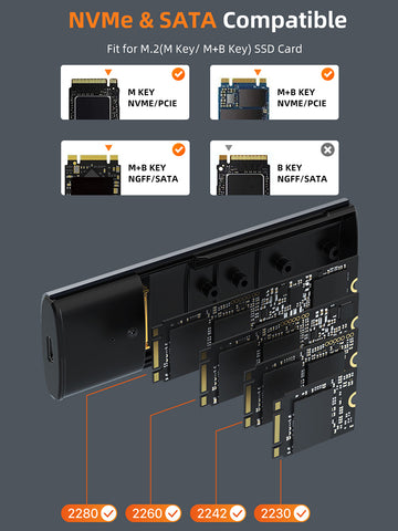Boîtier PCIE SSD USB 3.1 Type-C vers NVME M.2