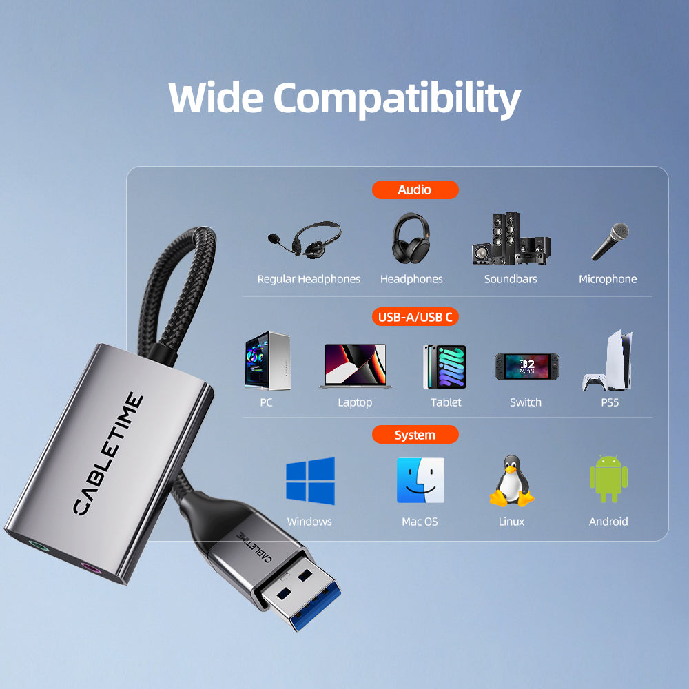 USB C til 3,5 mm hovedtelefon og opladeradapter