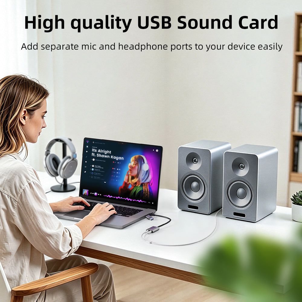 USB C til 3,5 mm hovedtelefon og opladeradapter