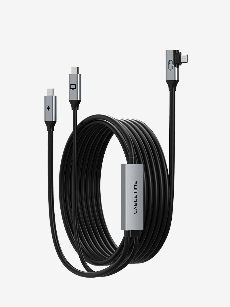 Cabletime USB-C to USB-C VR Link Cable 16ft with 36W charging, designed for Meta Quest 3S, Quest 3, Quest 2, Quest Pro, Pico 4, and PC VR Steam VR headsets