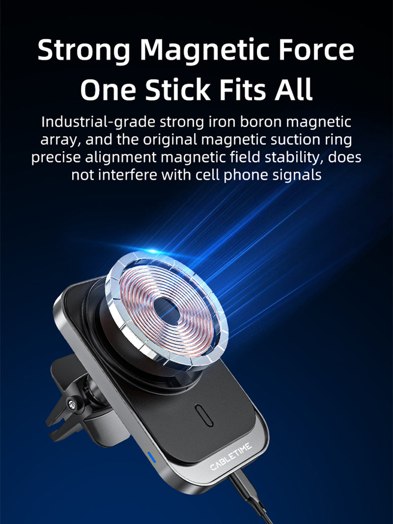 Magsafe 15w Magnetic Wireless Car Charger Holder for iPhone 16/15/14/13/12 