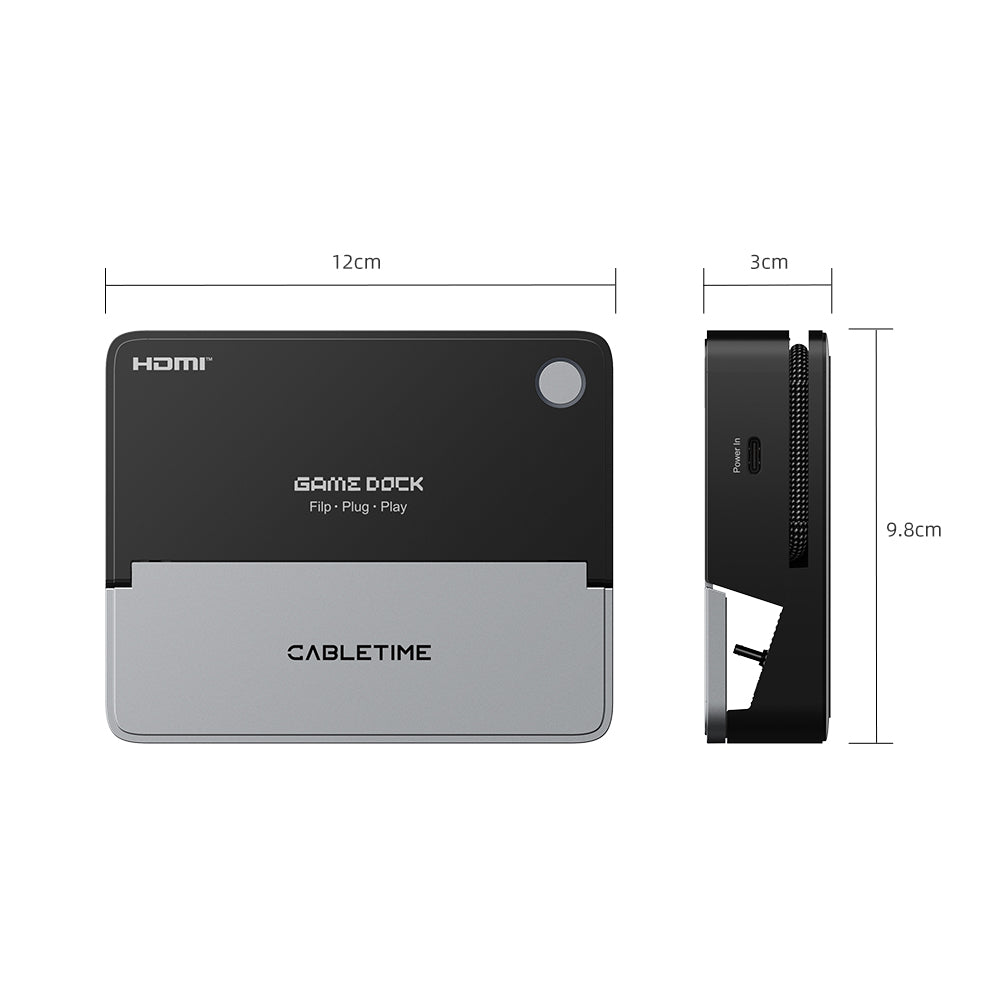 CABLETIME CT-DKS-AG6 gaming dock dimensions: 120 by 98 by 30 millimeters
