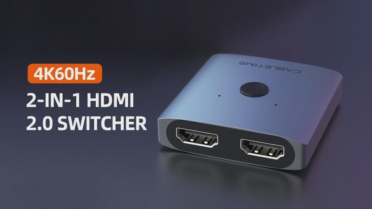 Charger la vidéo : Commutateur HDMI 2.0 bidirectionnel 4K 60 Hz 1 entrée 2 sorties 2 en 1