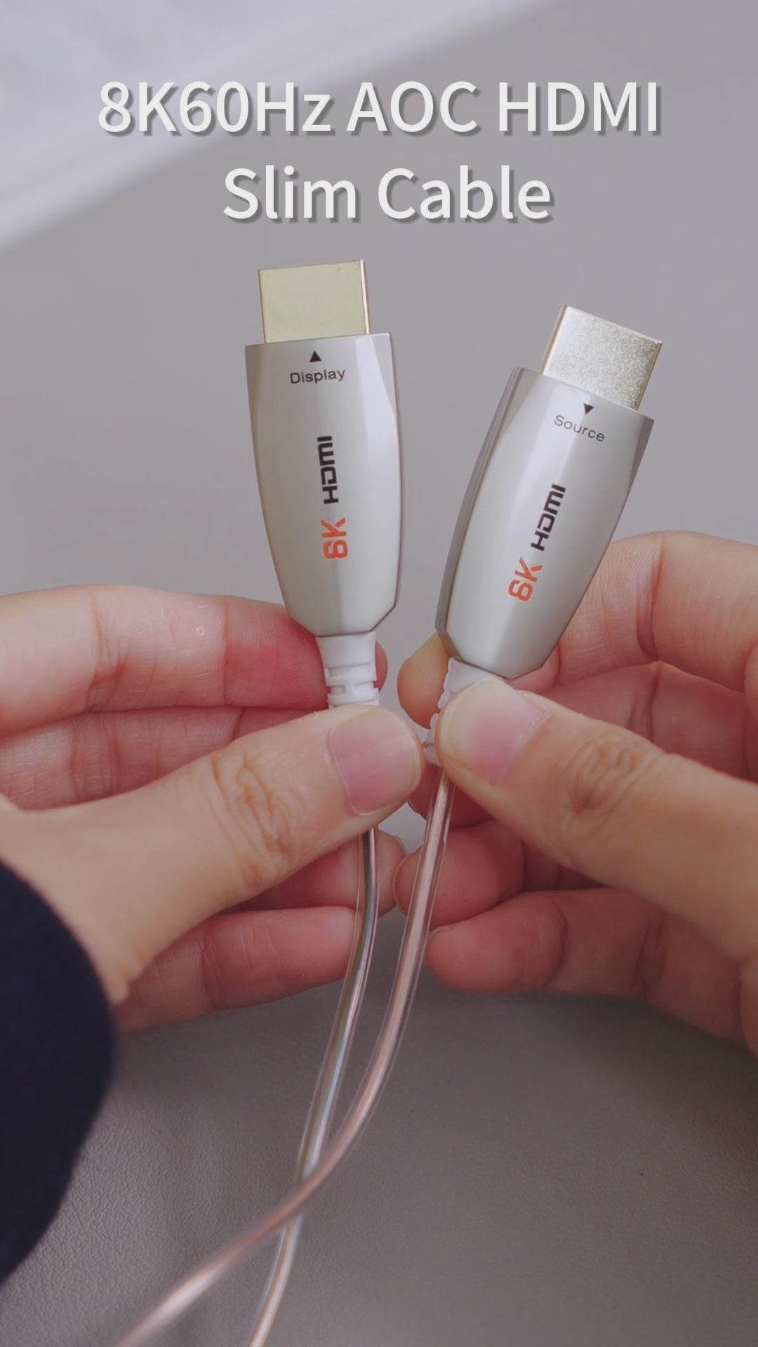 Load video: Ultra Slim 8K AOC HDMI 2.1 Active Optical Cable 48 Gbps, HDR10+, 4K240Hz