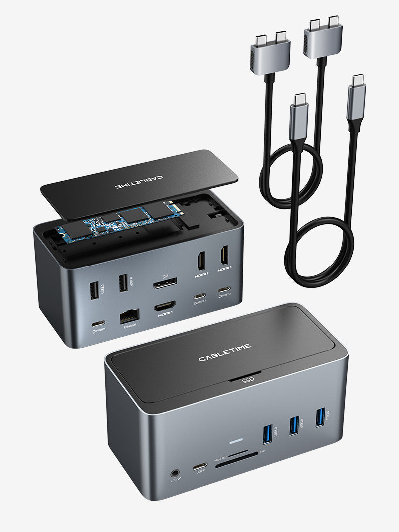 16-IN-2 Dual USB-C Multiport Docking Station for Laptop