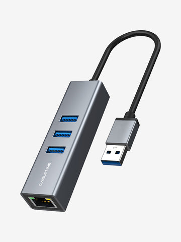 CABLETIME USB 3.0 3 Port Hub With Gigabit Ethernet Adapter
