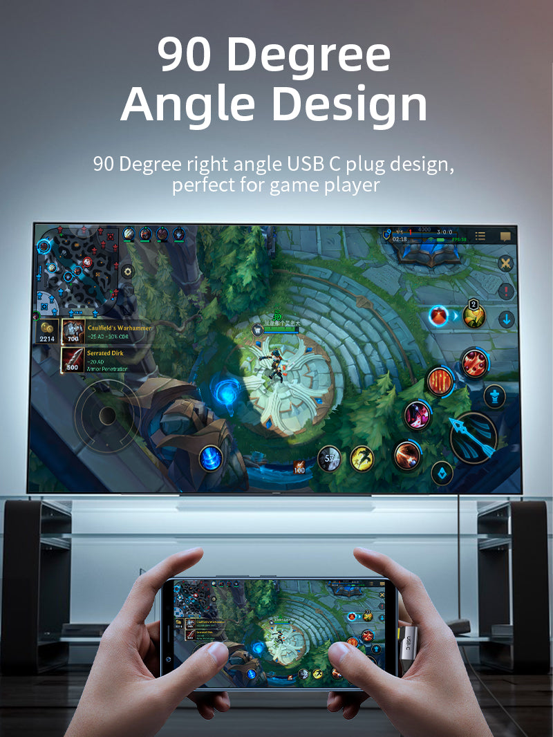 CABLETIME USB-C to HDMI Cable 4K 60hz with 90 Degree Angle Design for playing gaming 