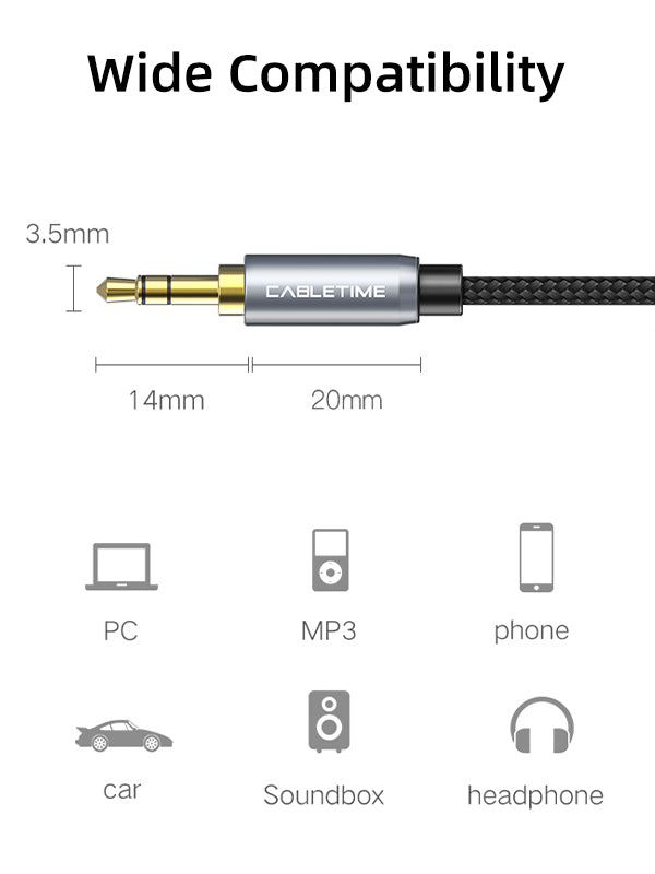 CABLETIME 3.5 MM Male To Female Aux Audio Extension Cable for car Soundbox headphone