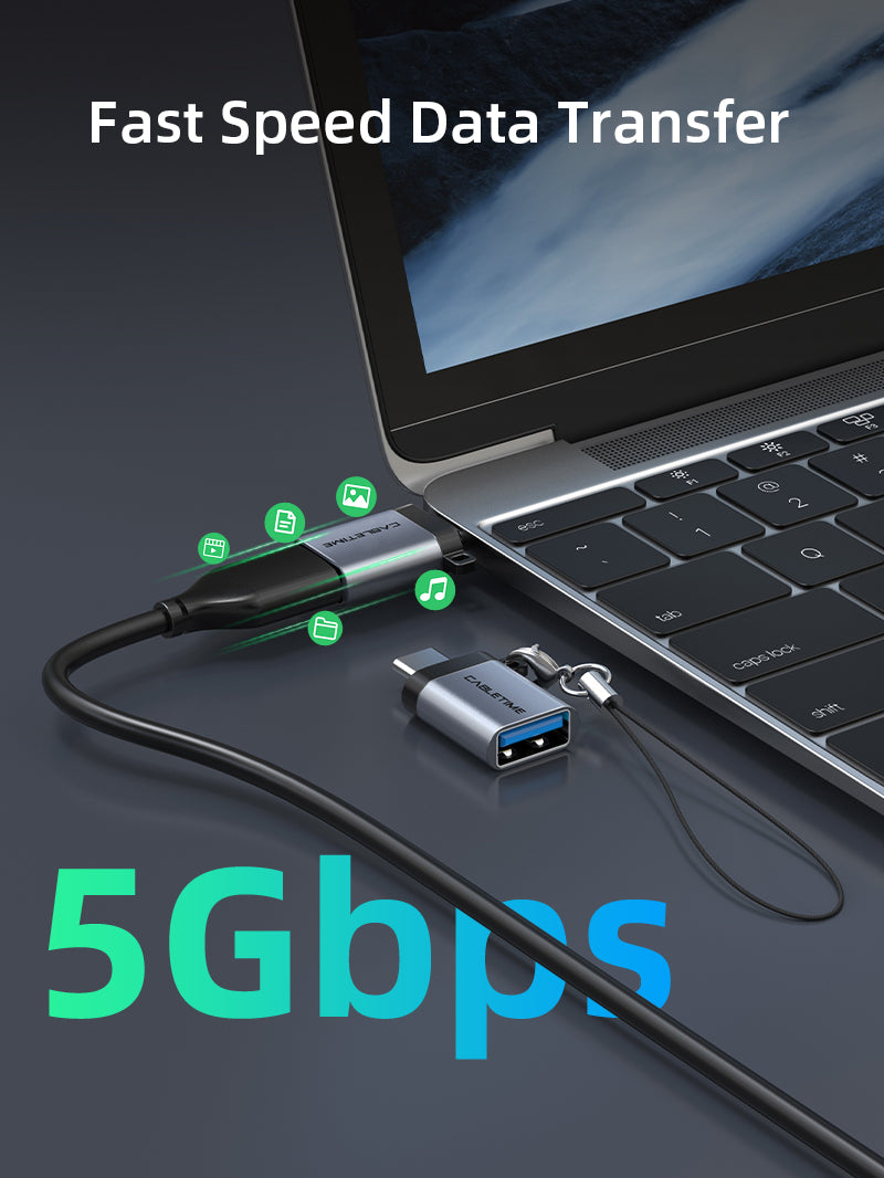 CABLETIME USB Type C Male to USB 3.0 Female OTG Adapter offer 5 Gbps Transfer Speeds