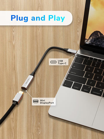 CABLETIME USB Type C to Mini DisplayPort Adapter 4K 60Hz for MacBook, Plug and Play