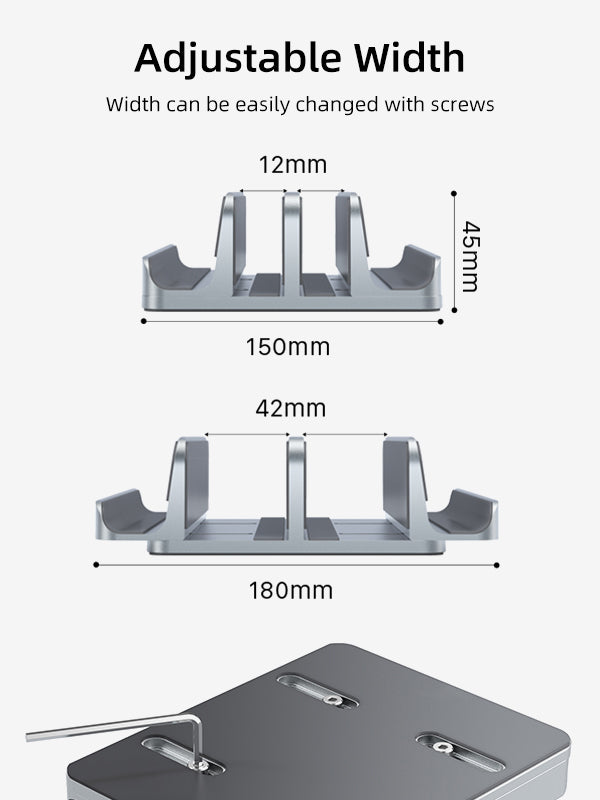 CABLETIME Aluminum Dual Vertical Stand Holder adjustable width