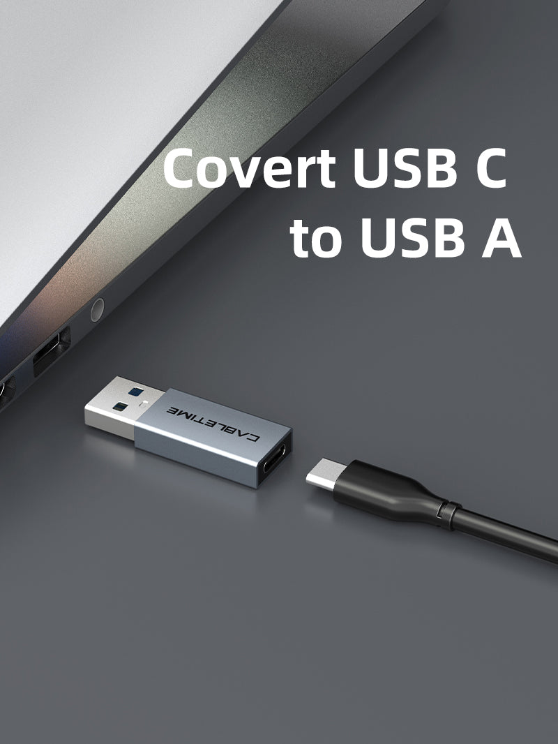 CABLETIME USB 3.0 A Male to USB-C Female OTG Adapter, Covert USB C to USB A