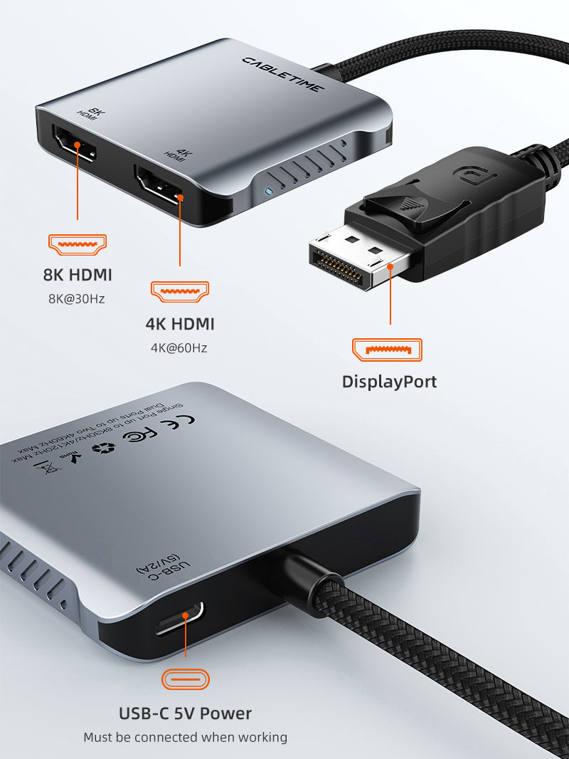 Adaptateur HDMI vers DP avec alimentation USB - support pour 4K à 30Hz  PrimeCables®