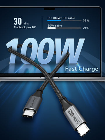 CABLETIME Fast Charging 100W USB Type-C to USB Type-C 2.0 Charger Cable