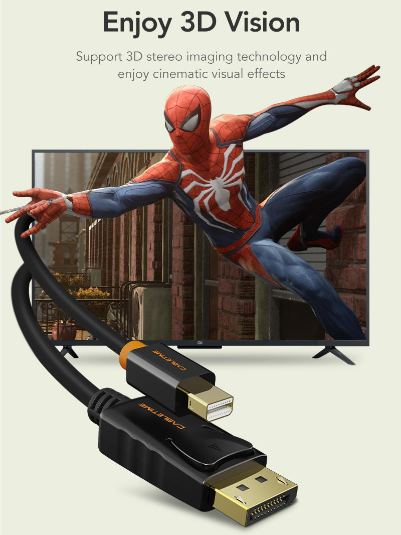 Mini DisplayPort til DisplayPort kabel 4K 60Hz til PC &amp; Mac