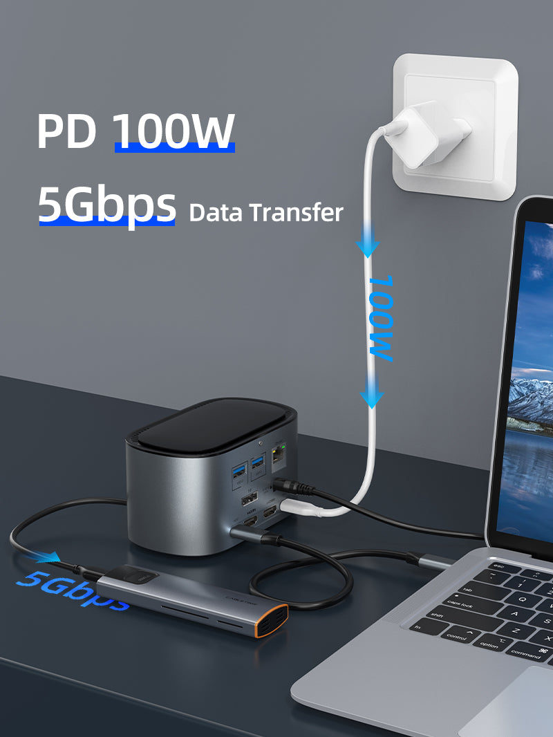 CABLETIME 13 In 1 Triple Monitor USB C Docking Station offer PD 100W fast charging and 5Gbps Data Transfer