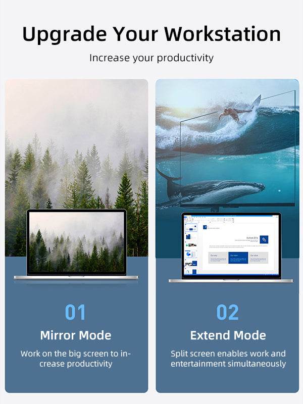 USB-C to DisplayPort mirror and extend