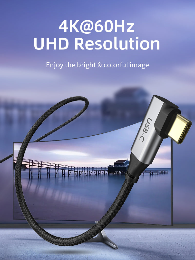 CABLETIME USB-C to HDMI Cable 4K 60hz Right Angle offer 4K@6OHz UHD Resolution