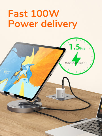 CABLETIME Fast 100w 8 IN 1 Aluminum USB C Hub & Stand for iPad Pro