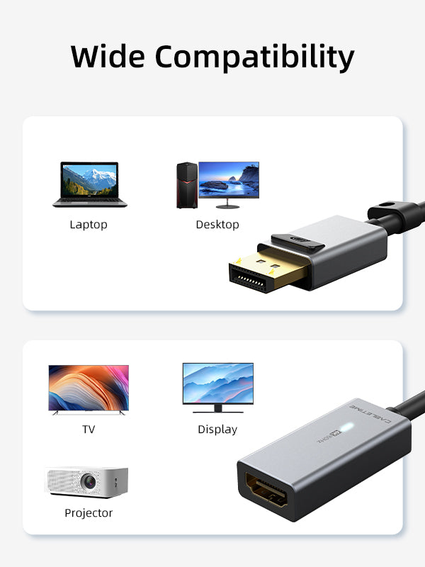 CABLETIME DisplayPort to HDMI Adapter Converter 4K 60Hz for laptop pc tv projector monitor