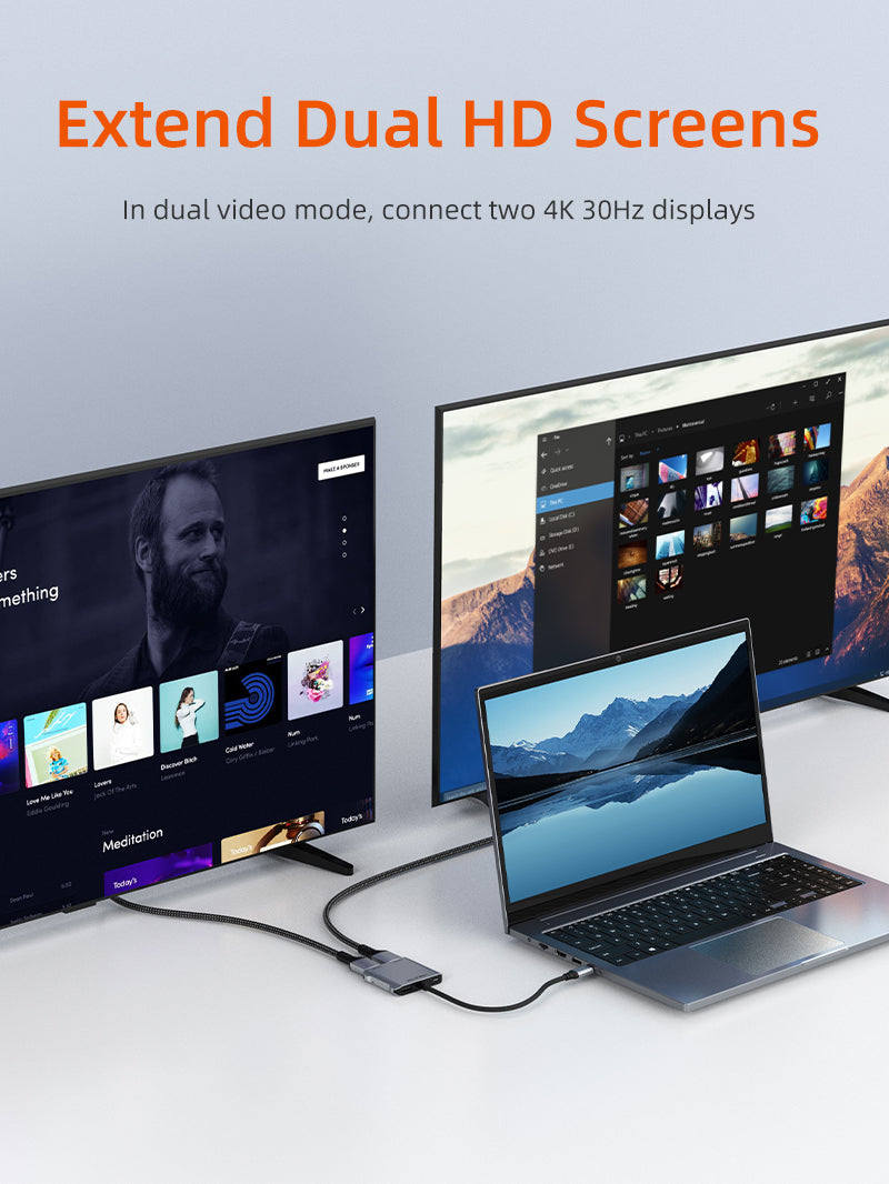 4K 60Hz MST USB C to Dual HDMI Hub 
