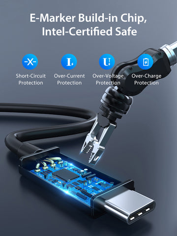 CABLETIME Intel Certified Thunderbolt 3 USB C Cable with E-Marker Build-in Chip