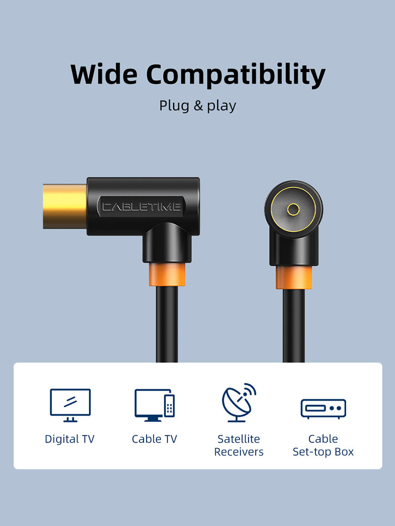 KabelDirekt – Cable de antena 4K, cable coaxial, cable TV – con