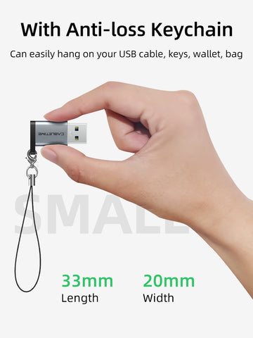 CABLETIME USB C Female to USB A Male Adapter With Anti-loss Keychain