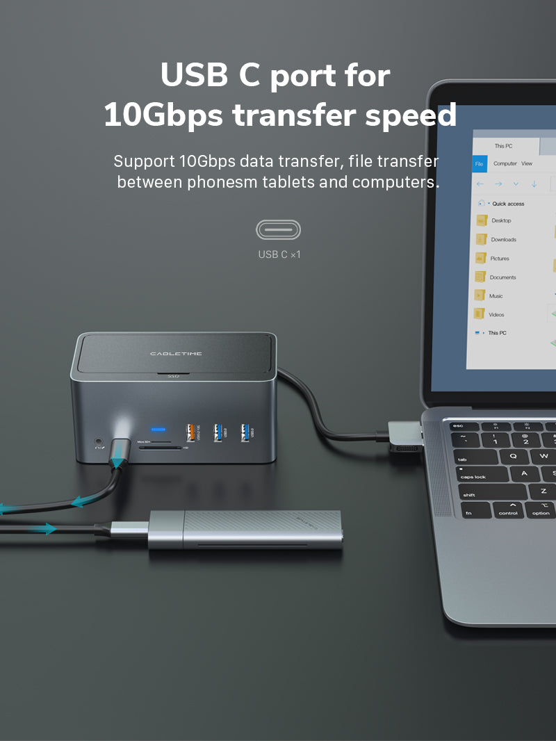 10 Gbps USB 3.1 Gen 1 Type-C Docking Station for MacBook Dell XPS 