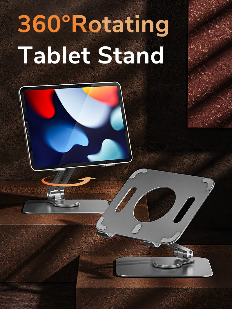 Support de tablette Bureau Support pliable réglable pour Ipad Tablette  Ordinateur portable Aluminium Tablette Stand Bureau Riser 360 Rotation Support  support