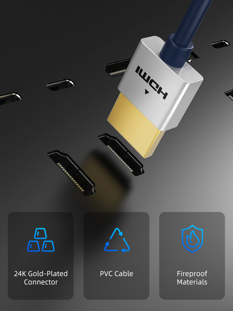 CABLETIME Thin 4K 2.0 HDMI Cord with 24K Gold- Plated connector 