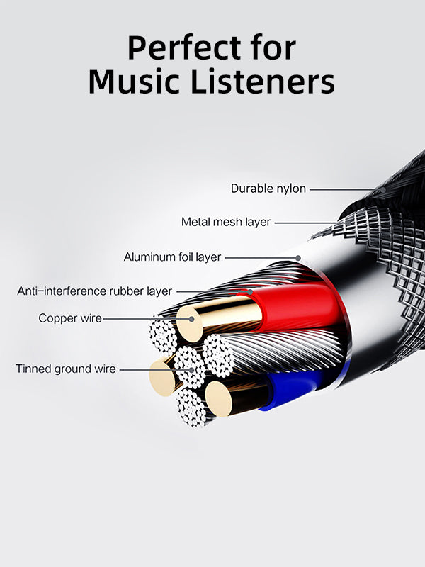 CABLETIME 3.5mm Male to Female AUX Audio Extension Cable, Gold-Plated Nylon Braided Stereo Extension Cable | CT-AV311-P11F-SG — product details