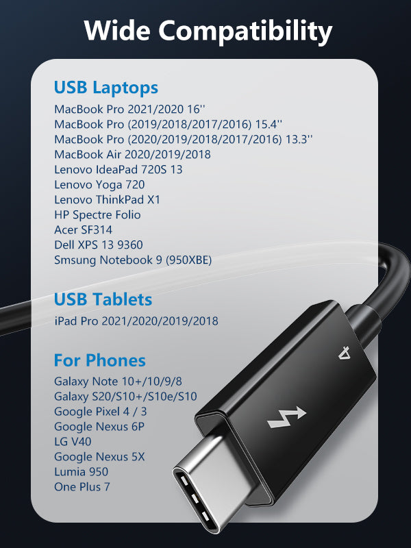 CABLETIME Intel Certified Thunderbolt 4 Cable USB C to USB C 8k 60HZ for MacBook Pro