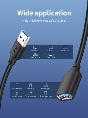 USB 3.0 Male To Female Extension Cable CABLETIME