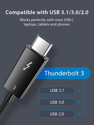 CABLETIME Intel Certified Thunderbolt 3 USB C Cable Compatible with USB 3.1/3.0/2.0