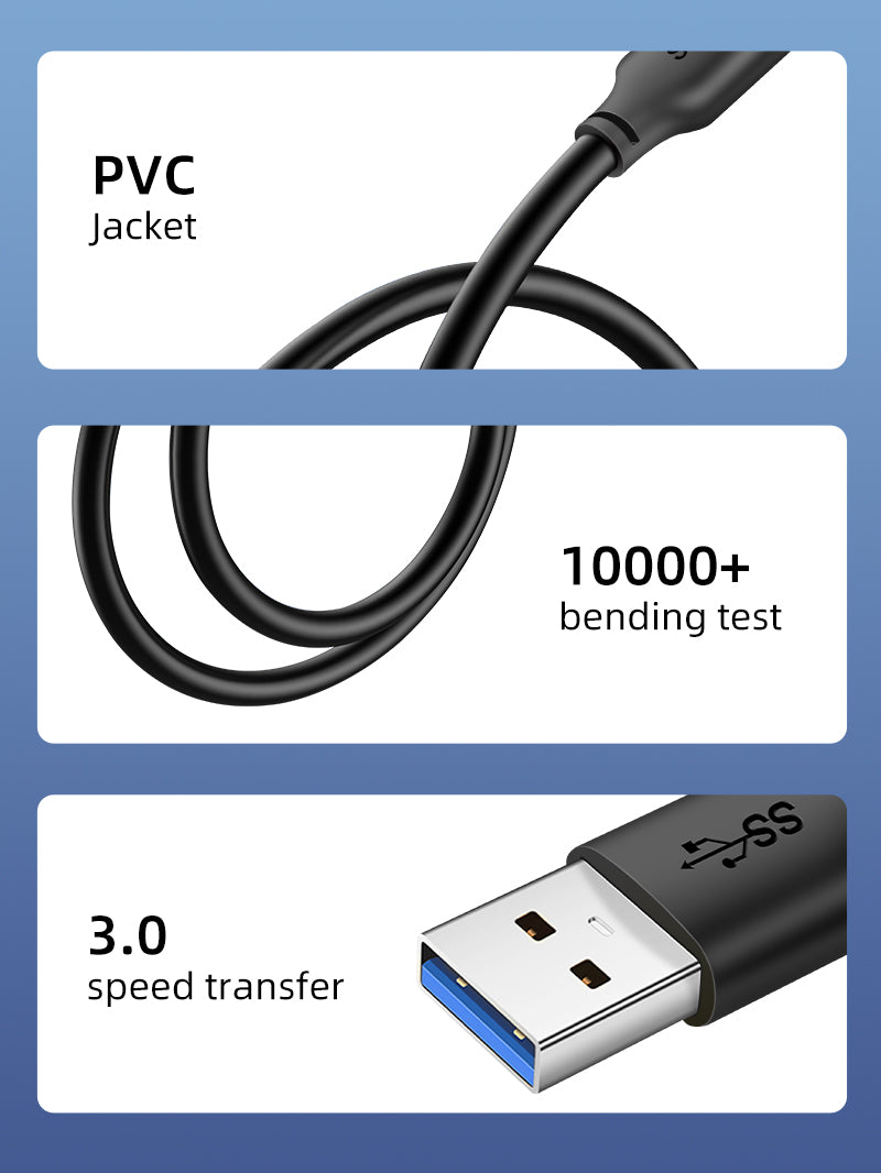 CABLETIME USB 3.0 Type-A Male to Male Data Cable, 5Gbps, 0.5m–3m | CT-C160-U3-AMAMN-B — product details
