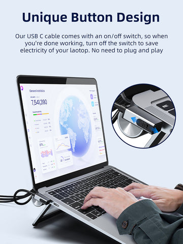 90 degree USB C CABLETIME Laptop Docking Station Stand 8 IN 1