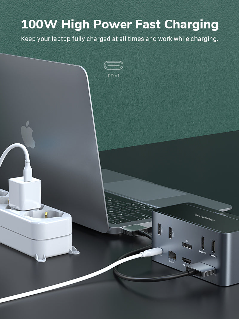 Estación de acoplamiento USB 3.1 Gen 1 tipo C de 10 Gbps para MacBook Dell XPS