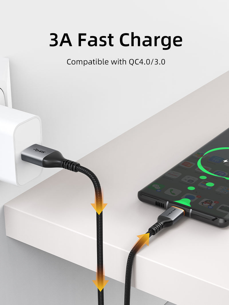 Ganzes USB-A-zu-USB-C-Kabel, 5-Gbit/s-Daten- und 3A-Ladekabel