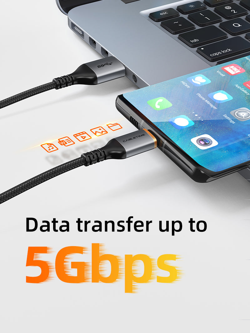Wholesle USB A to USB C Cord 5Gbps Data and 3A Charging Cable 